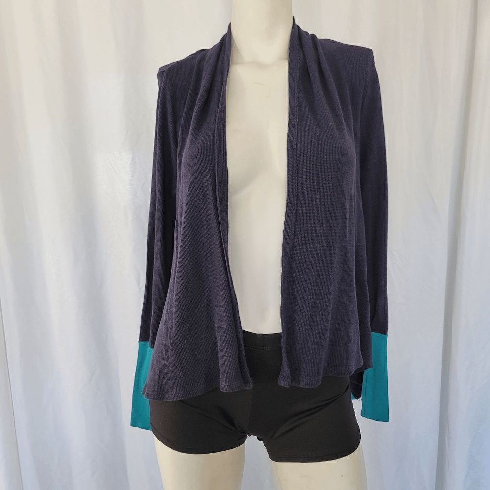Splendid navy and teal open front cardigan size 14